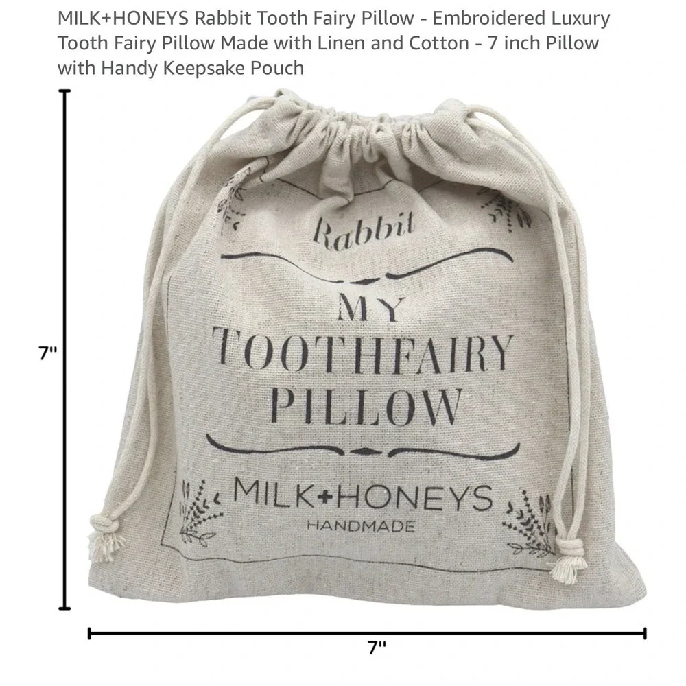 NEW MILK+HONEYS Handmade Tooth Fairy Pillow-Rabbit Design